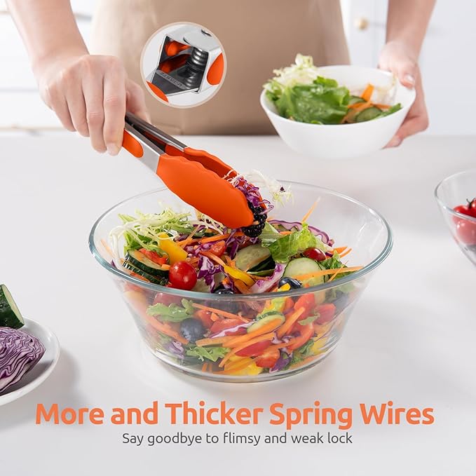 U-Taste Kitchen Tong for Cooking, 600ºF Heat-Resistant Tps, 7in/Orange