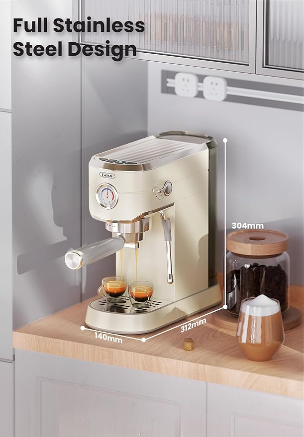 Gevi 20Bar Espresso Machine,Compact Coffee Maker with Adjustable Steam Wand