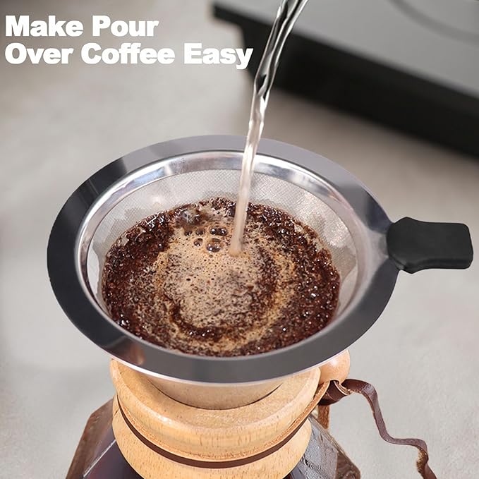 DITOSH Pour Over Coffee Maker 800ml 27.1oz Glass Drip Coffee Maker with 304 Stainless Steel Filter High Borosilicate Glass Duckbill Spout Solid Wood Handle Pour Over Coffee Dripper for Daily Brewing