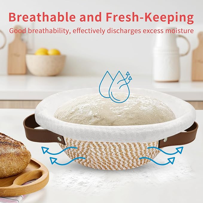 PeacePeo Sourdough Kit, 11'' Oval and 10'' Round Cotton Rope Bread Baskets