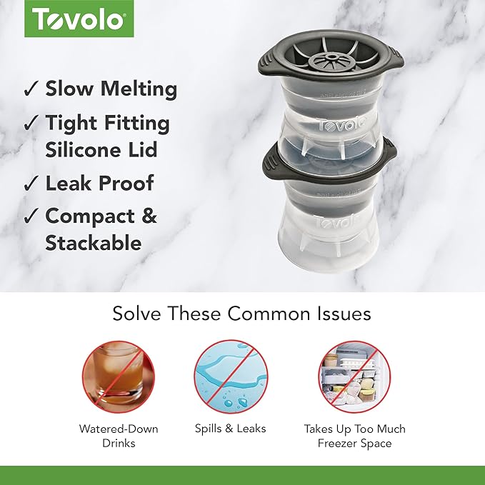 Tovolo Craft Ice Sphere Molds for Whiskey & Cocktails, Set of 2, Large