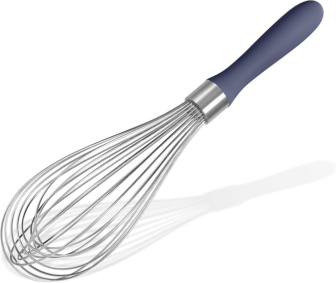 Doosu 18/8 Stainless Steel Balloon Whisk for Cooking (12 Wires, Navy Blue)