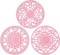 Extra Thick Silicone Trivet Mat for Hot Dishes, Hot Pots and Pans, Pot Holder, Hot Pad to Protect Your Table and Countertop, Kitchen Decor and Accessories,Pink,Set of 3