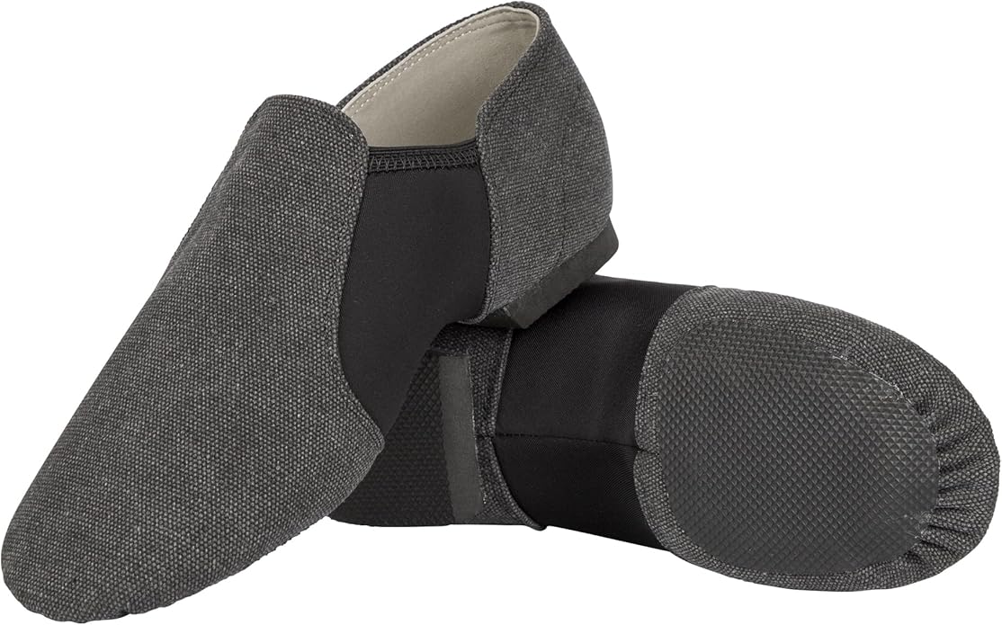 Linodes Unisex 09 Canvas Upper Slip-on Jazz Shoe for Women and Men's Dance Shoes-Darkgrey 9M