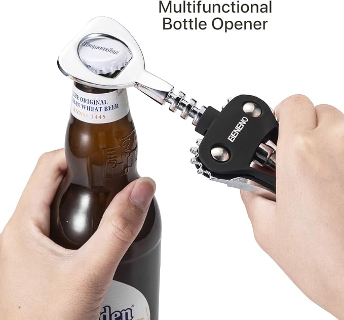 Beneno Wine Opener with Stainless Steel Wine Foil Cutter, Midnight Black