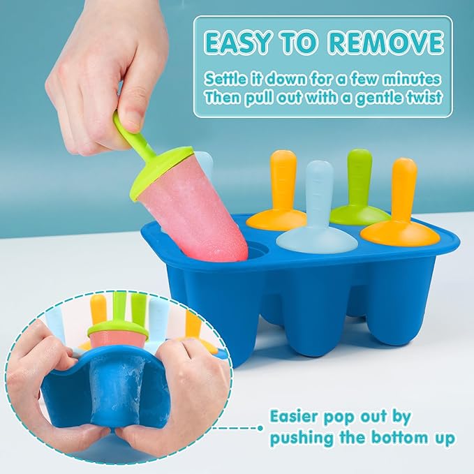 Silicone Popsicle Molds for Toddlers, 6-Cavity Mini Popsicle Molds