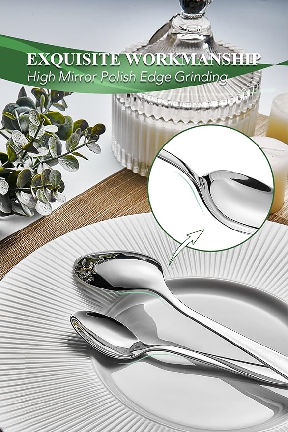 EIUBUIE 40 Piece Silverware Set for 8, Stainless Steel Flatware Set, Cutlery Sets with Mirror Finish, Dishwasher Safe, Modern Kitchen Forks, Spoons, Knives, Eating Utensil Sets