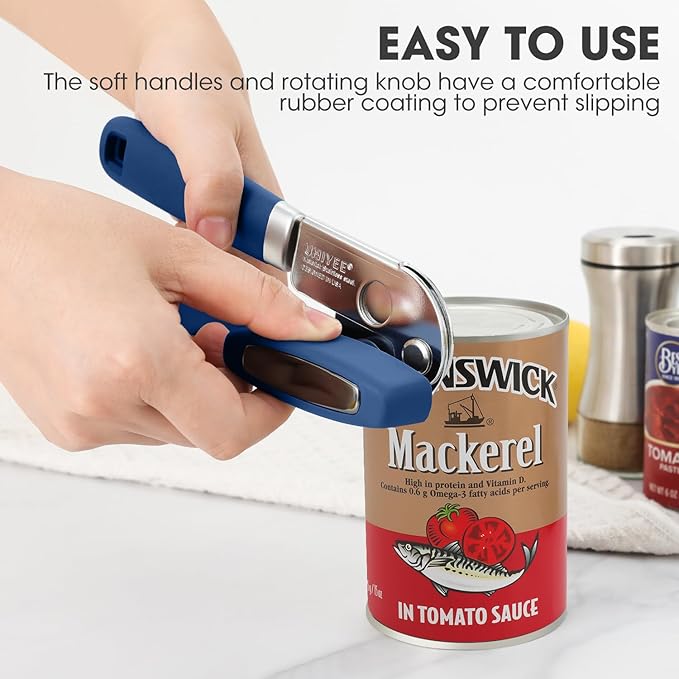UHIYEE Manual Can Opener Hand Held with Magnet for Home Kitchen, Blue