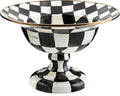 MACKENZIE-CHILDS Enamel Compote, Large, Black-and-White Courtly Check