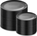 PULOTE 200PCS Black Plastic Plates - Heavy Duty Black Disposable Include 100 Each (10 inch Dinner & 7 inch Dessert) Plates, Disposable for Party, Birthday & Graduation