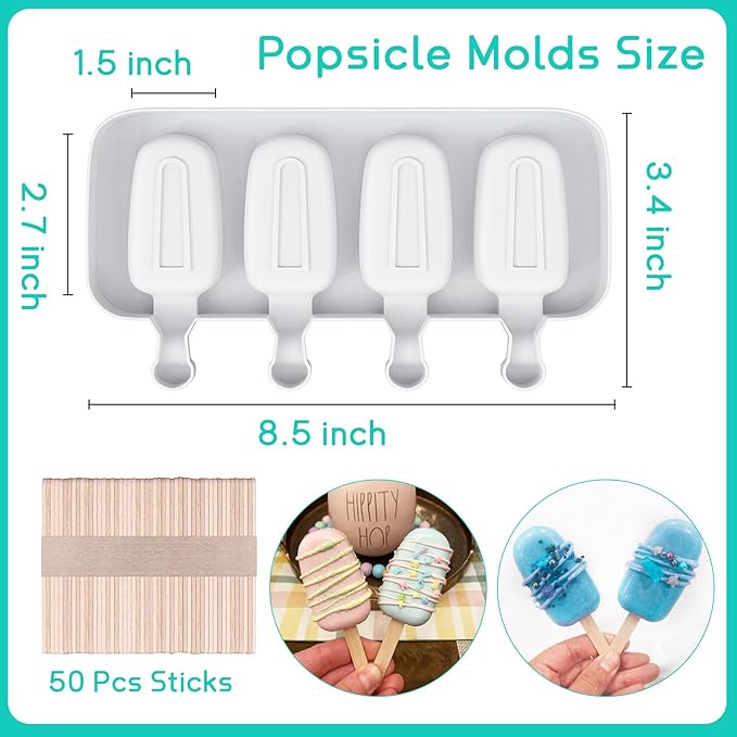 Ouddy Life Popsicle Molds Set of 2, Ice Pop Molds Silicone Cake Pop Mold