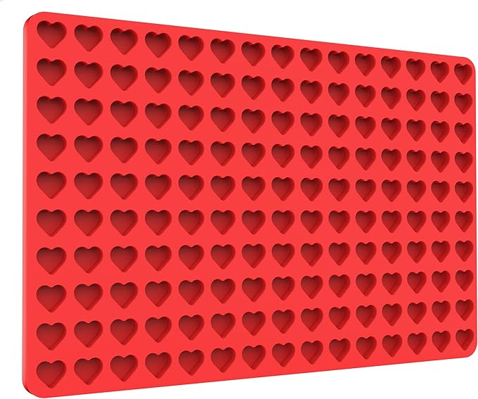 Tadonyny Mini Heart Chocolate Candy Molds Silicone, Silicone Heart Gummy Molds Fondan Molds with Scraper (S)
