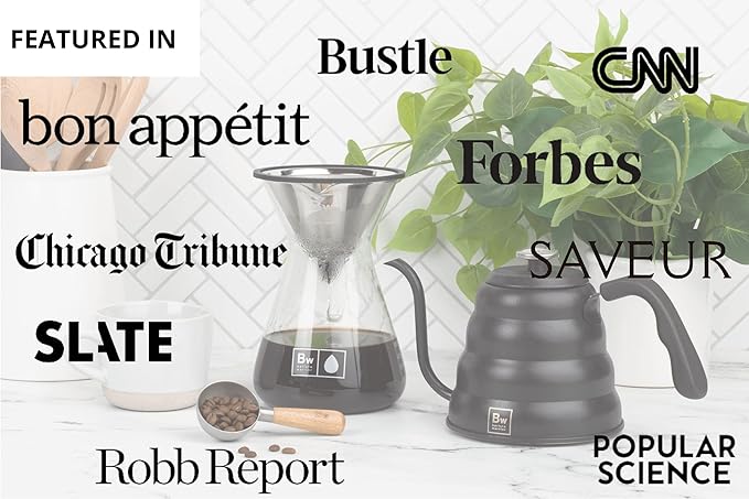 Barista Warrior Pour Over Coffee Maker with Glass Carafe and Reusable Stainless Steel Dripper – Complete Pour Over Coffee Kit with Acacia Wood Scoop for Rich, Flavorful Drip Brewing at Home