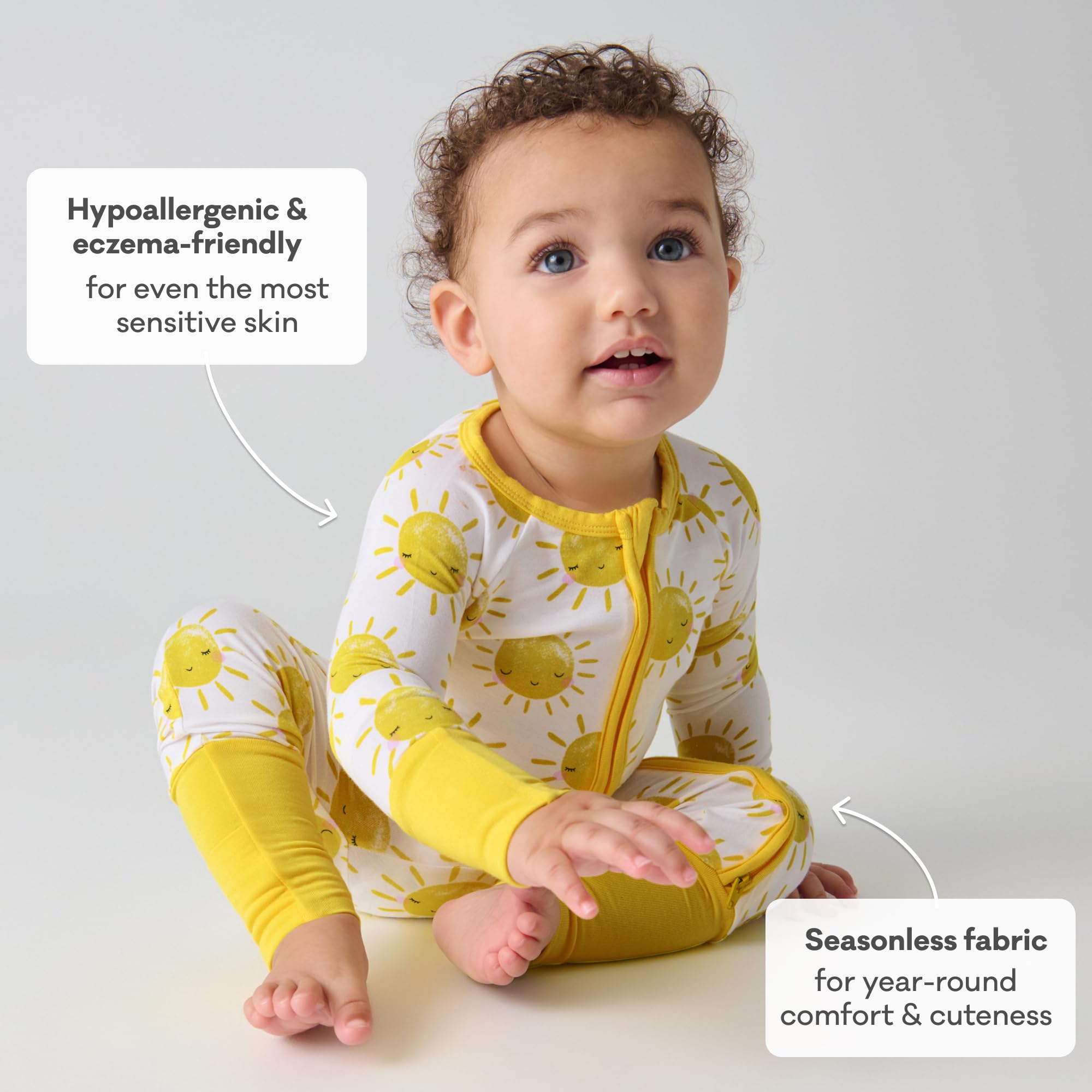 Little Sleepies Baby Pajamas, Sunshine, 12-18M