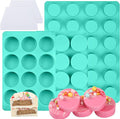 AFINSEA 3Pcs Cake Puck Mold Set,2 Different Sizes Chocolate Covered Cake Silicone Molds, 24-Cavity&12-Cavity Round Cake Pop Molds with 2 Spatulas for DIY Cake Cores, Chocolate Desserts,Cakepucks