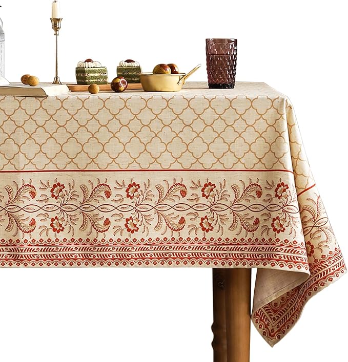 ISAENNE Designer Linen Square Large Tablecloth,67"x67"-Chamonix A