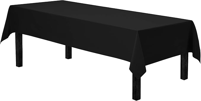 Gee Di Moda Rectangle Tablecloth - 60 x 84 Inch Black Table Cloth for 5 Foot Rectangle Tables - Heavy Duty Washable Fabric - for Holiday Party, Dinner, Weddings, Baby Shower & Events