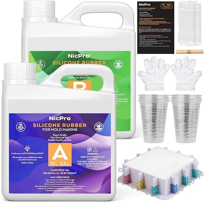 Nicpro 74oz Silicone Mold Making Kit 15A, Platinum Liquid Silicones Rubber