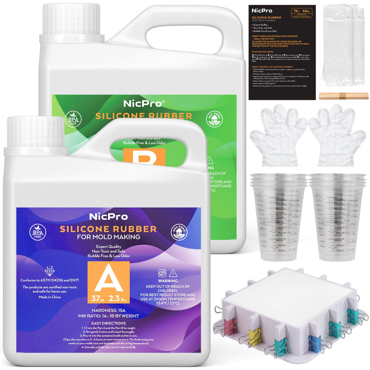 Nicpro 80oz Silicone Mold Making Kit, 15A Platinum Liquid Silicones Rubber