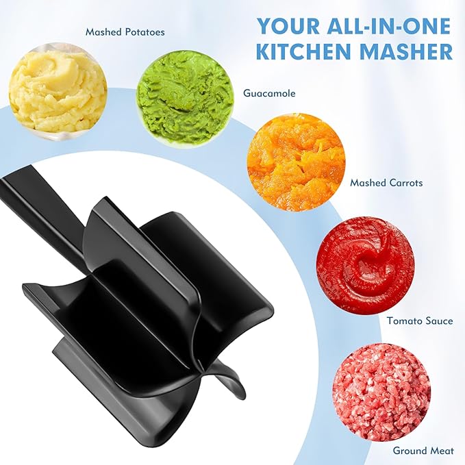 2-Pack Ground Beef Masher, Heat-Resistant Meat Masher with 5 Curved Blades