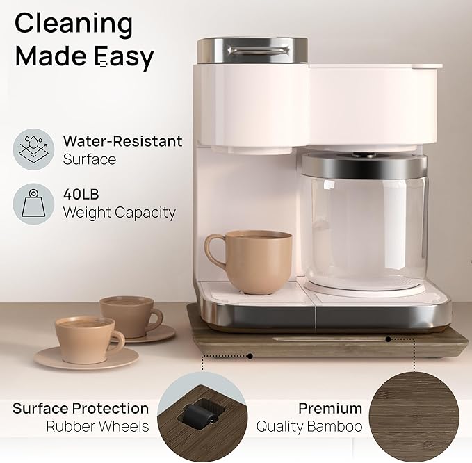 Ibyx Appliance Slider, Sliding Tray for Coffee Maker, 12 x 16 in, Brown