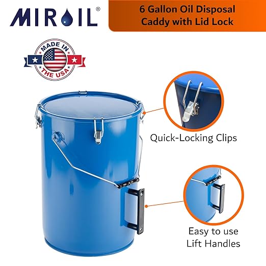 MirOil 6 Gallon Blue Oil Grease Bucket & Filter Pot