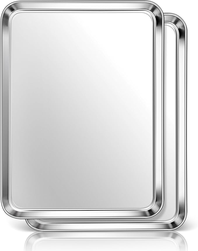 Homikit 2 Pack 16x12 Inch Stainless Steel Jelly Roll Pan Set, Non Stick