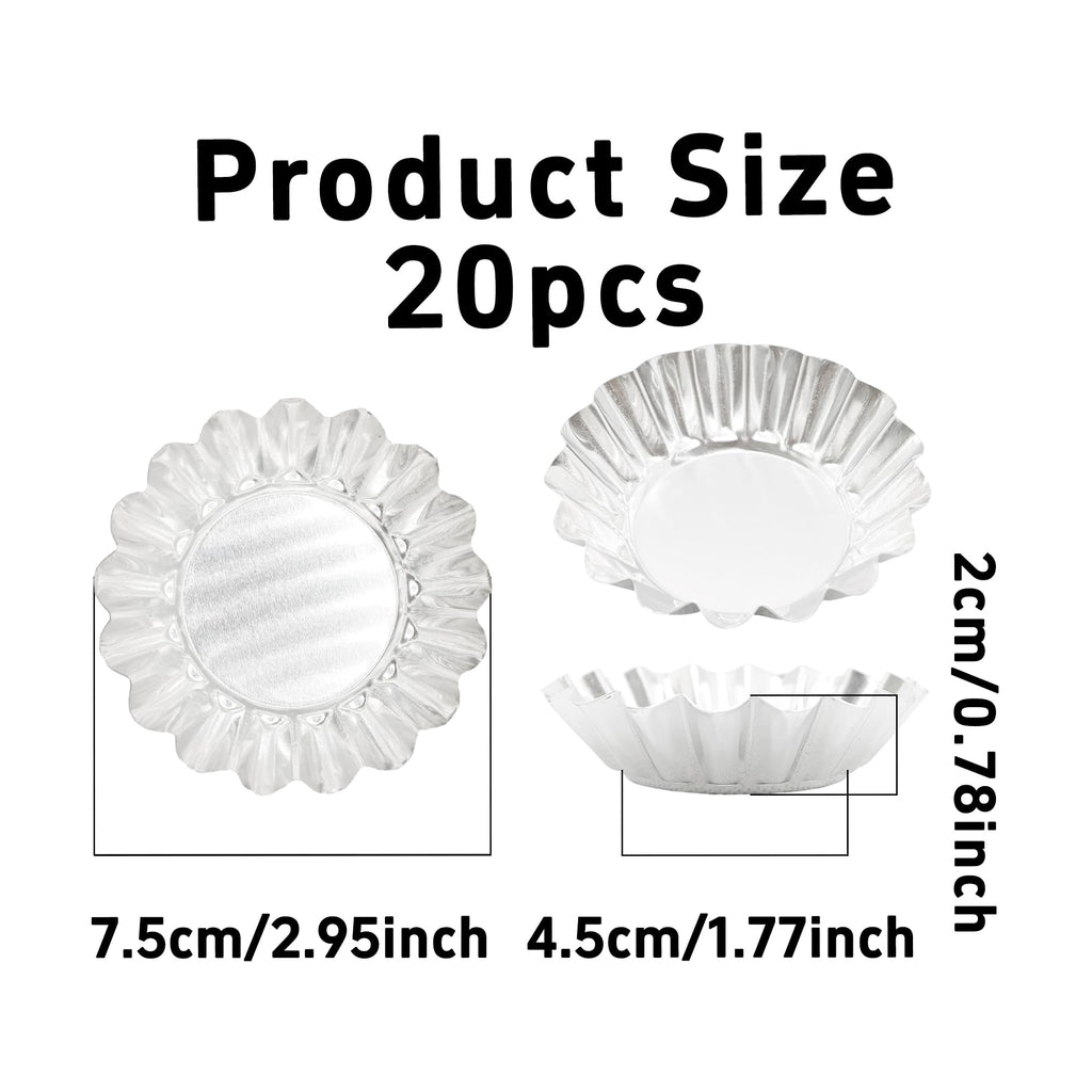 pson 20Pcs 2.95 Inch Egg Tart Molds, Non-Stick Aluminum Mini Tart Pans for Baking Tarts, Pies, Cupcakes, Muffins, Pudding, and Desserts