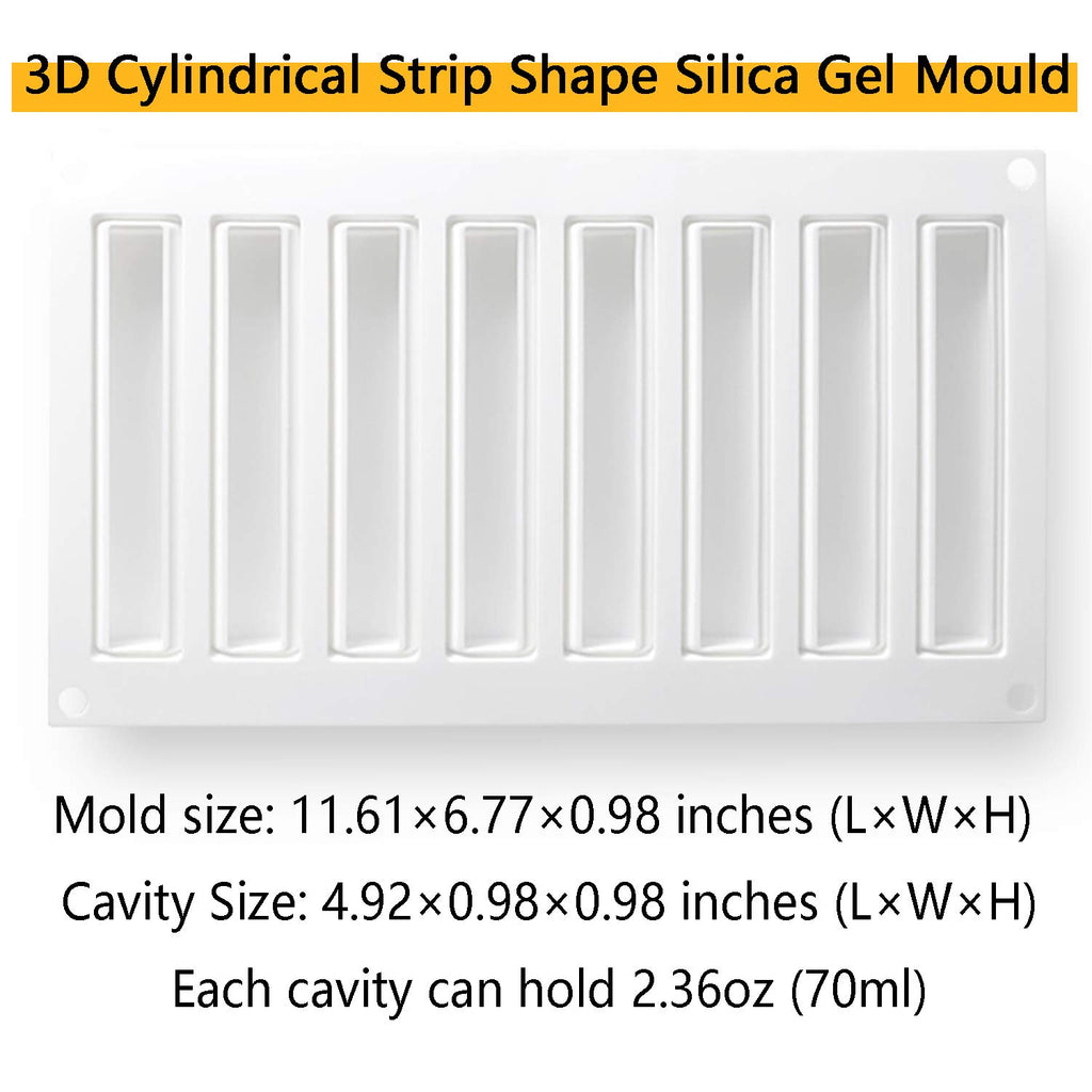 OCPO Kitchen Cylindrical Strips Silicone Mousse Cake Mold, 8 Cavities
