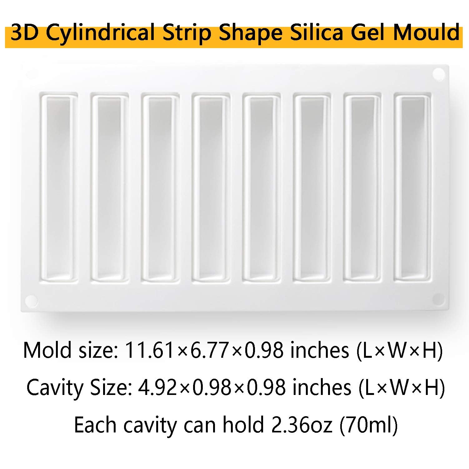 OCPO Kitchen Cylindrical Strips Silicone Mousse Cake Mold, 8 Cavities