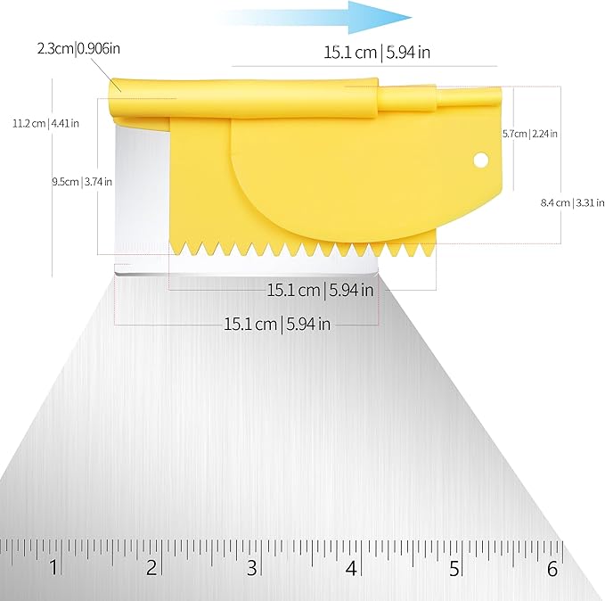 Suanyok Bench Dough Cutter-Flexible Plastic Bowl Scraper,Yellow