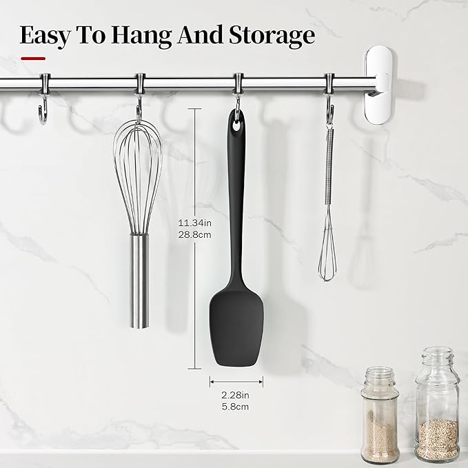 Lilybeam 600ºF Heat Resistant Silicone Spoon Spatula for Cooking, Black