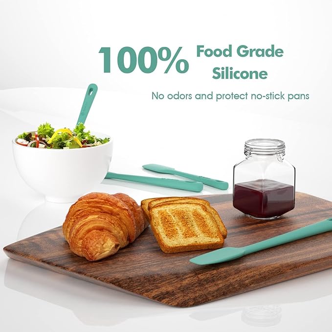 ChefAide 4 Pieces Silicone Spatula Set, Food Grade Rubber Spatula, Upgrade Strong Handle with Ergonomic Grip, Heat Resistant for Nonstick Cookware, Cooking