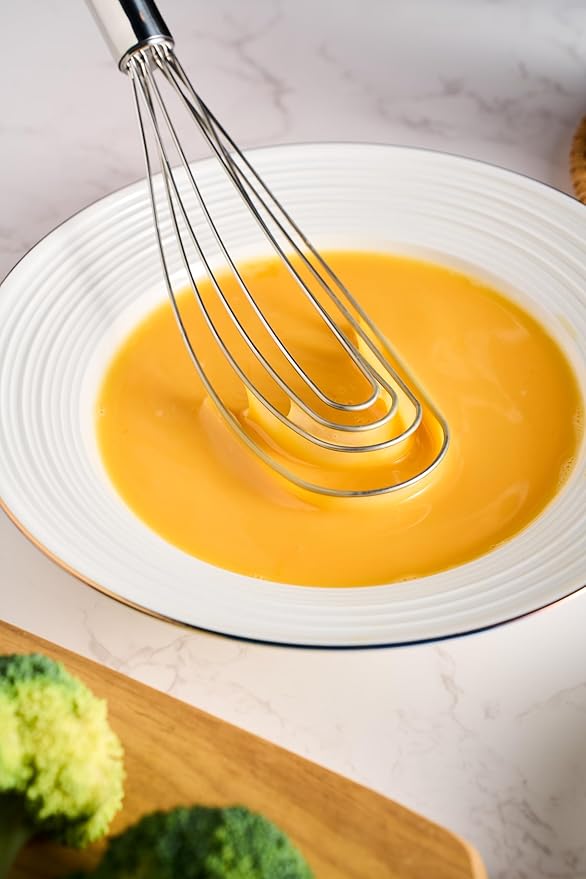 TAFOND 10.63" Stainless Steel Flat Whisk,Egg Beater for Blending,Whisking,Beating,or Stirring for Home and Kitchen
