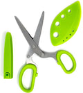 Norpro Multi Blade Herb Scissors with Blade Cleaner, 8-inch, Green