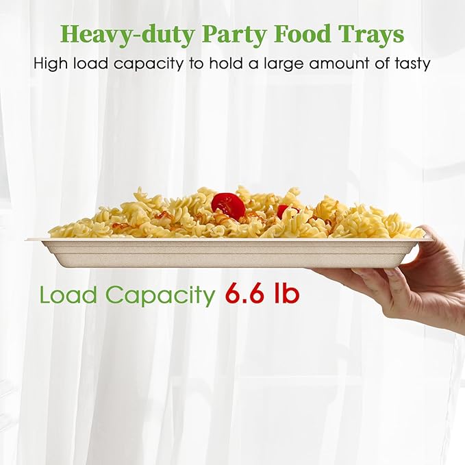 ECOLipak 100 Pack 14 in Compostable Natural Disposable Food Crawfish Trays