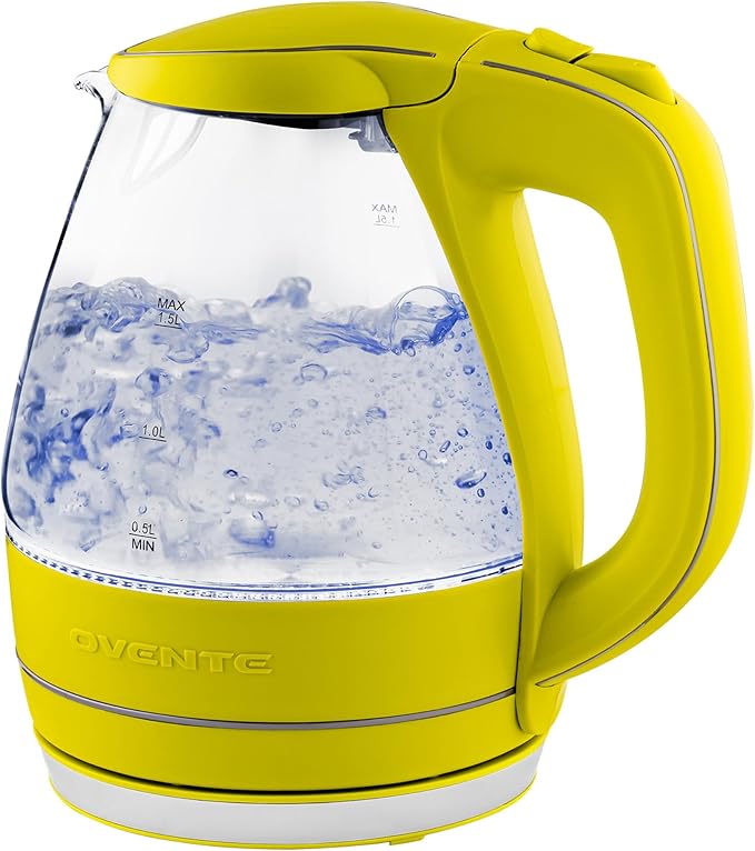 OVENTE 1.5L Glass Electric Kettle Water Boiler, Green KG83G