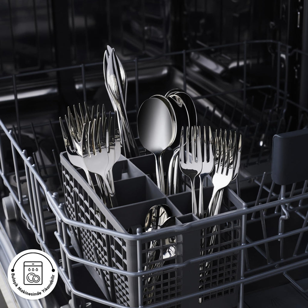 Karaca Lizbon - 18/10 Stainless Steel Silverware Set for 12, 60 Piece Heavy Duty Flatware Set, Dishwasher Safe Modern Cutlery incl. Kitchen Forks, Spoons, Knives Eating Utensils Sets - Platin