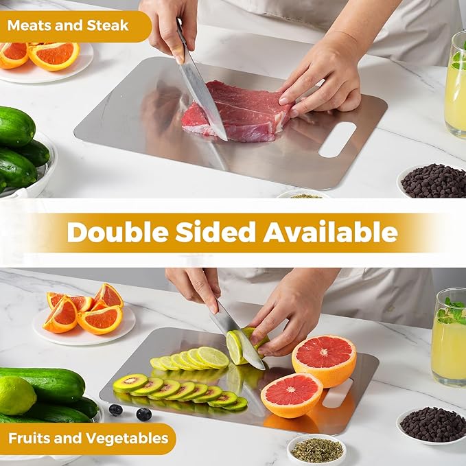 Katori Titanium Cutting Board, 100% Pure Titanium Cutting Boards for Kitchen, Double-side Available Cutting Board for Vegetables, Meat, Fruits, Easy to Store and Clean (S)