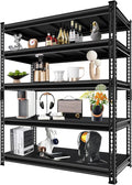 SUPPNEED Metal Storage Garage Shelving: 48'' Wide 2,500Lbs Freestanding Utility Shelves, Adjustable Heavy Duty Rack Units 5 Tier Black 48" W x 18" D x 78" H