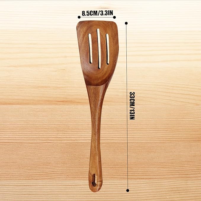 Zenxylo Wooden Spoons for Cooking & Cooking Spatula Turner Set, Premium Teak Wooden Cooking Utensils Set, Wooden Mixing Spoon