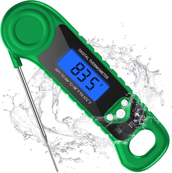AMMZO Digital Meat Thermometer for Grilling, Candy Thermometer Instant Read Food Thermometer Waterproof with Backlight for Cooking, Deep Fry, BBQ, Grill, Smoker and Roast (Green)