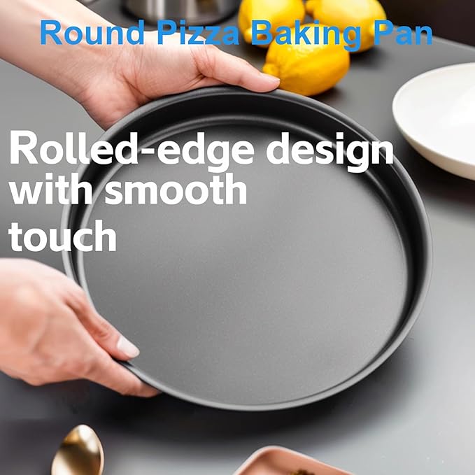 12 Inch Pizza Pan for Oven, Nonstick Aluminum Pizza Baking Tray, 2 Pack