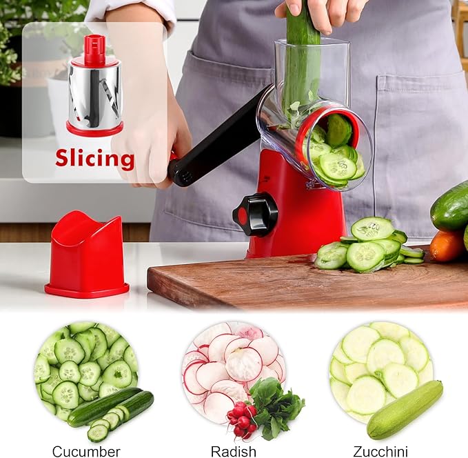 GDL Cheese Grater Hand Crank, Rotary Cheese shredder, Vegetable Slicer