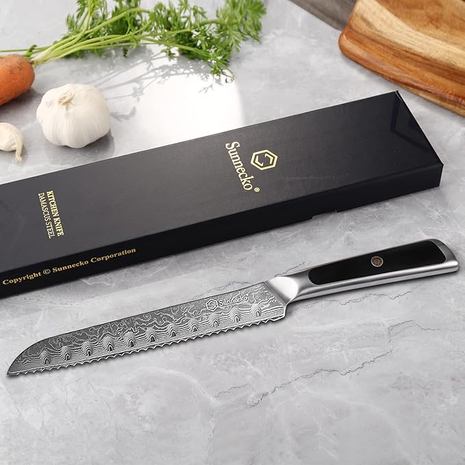 Sunnecko Damascus Kitchen Knife Set, Chef Knife Set Professional 8 Inch