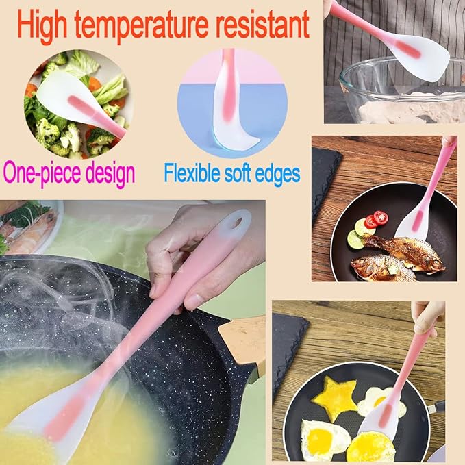 KLAQQED 9Pcs Spatulas Silicone Heat Resistant Silicone Spatula Set Small Mini Long Jar Spatulas for Nonstick Cookware, Rubber Silicone Spoon Spatula Set for Baking Mixing Cooking Kitchen Utensils Set