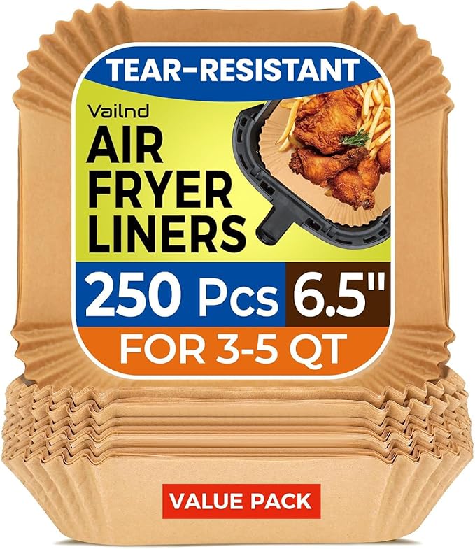 250 Pcs 6.5" Square Air Fryer Liners Disposable for 3-5QT, Airfryer Paper