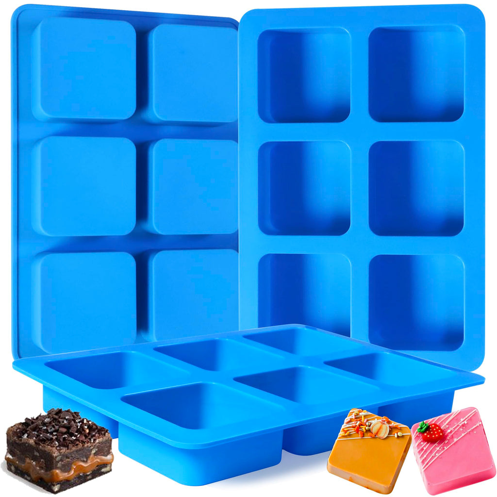 Sidosir 3Pcs Chocolate Covered Cookie S'mores Molds, 6-Cavity Square Molds Silicone for Smores, Non-Stick Silicone Baking Mold for Graham, Chocolate, Graham Crackers, Candy