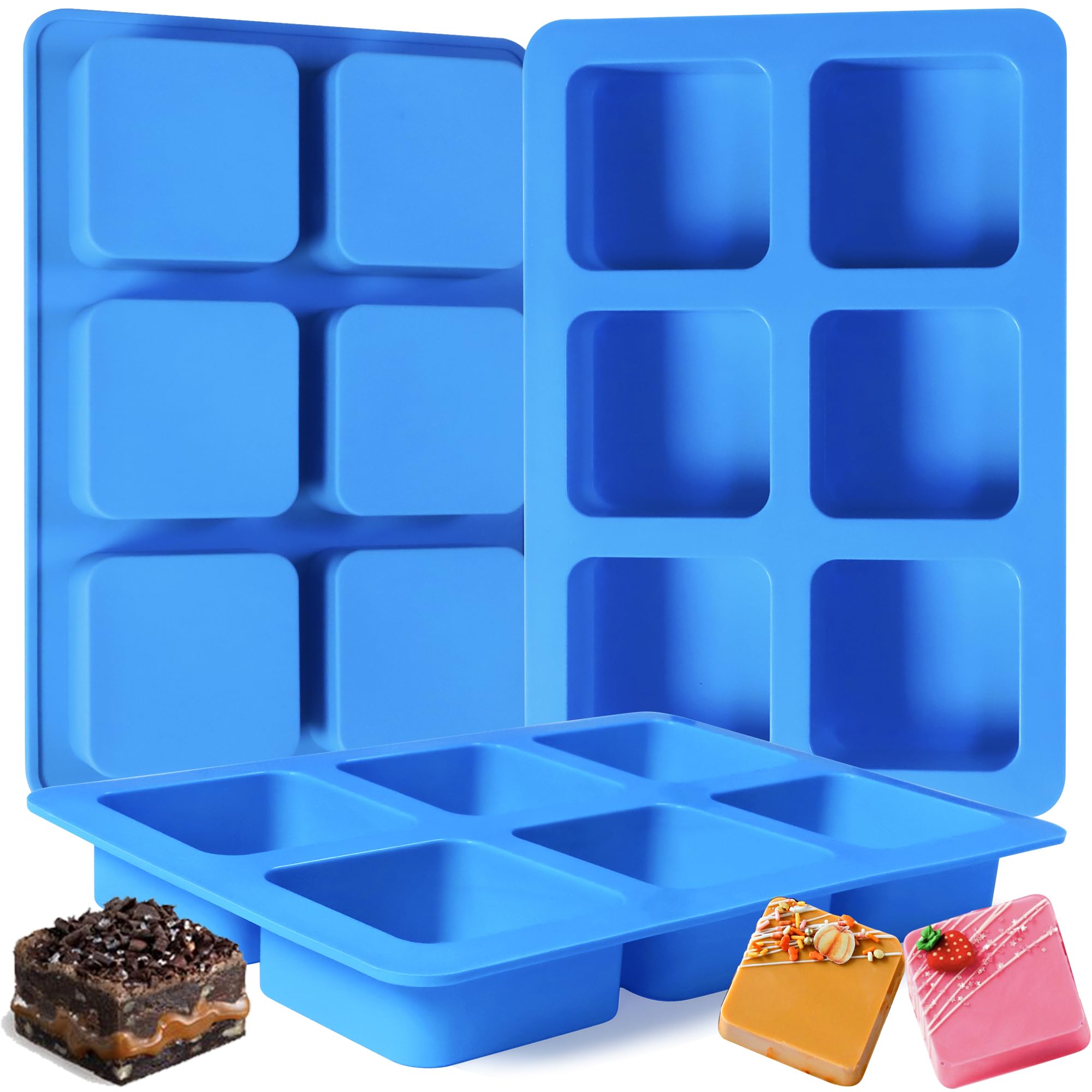 Sidosir 3Pcs Chocolate Covered Cookie S'mores Molds, 6-Cavity Square Molds Silicone for Smores, Non-Stick Silicone Baking Mold for Graham, Chocolate, Graham Crackers, Candy