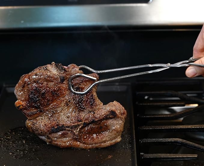 Hiash 9-Inch Heavy Duty Stainless Steel Kitchen Tongs - Comfortable Ergonomic Grip, Scissor Design, Heat Resistant for BBQ and Cooking